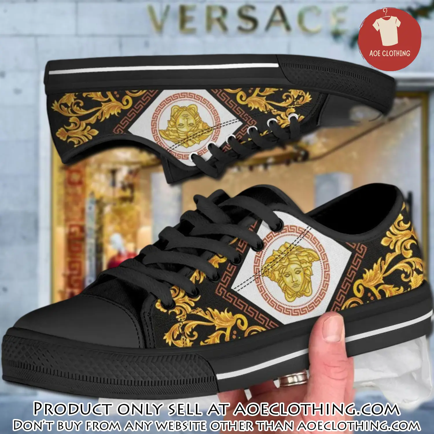 Versace medusa low top canvas shoes luxury brand gifts for men women aoe1502556